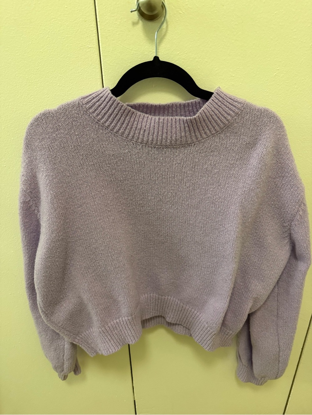 SHEIN Pastel Lavender Cropped Crewneck Sweater